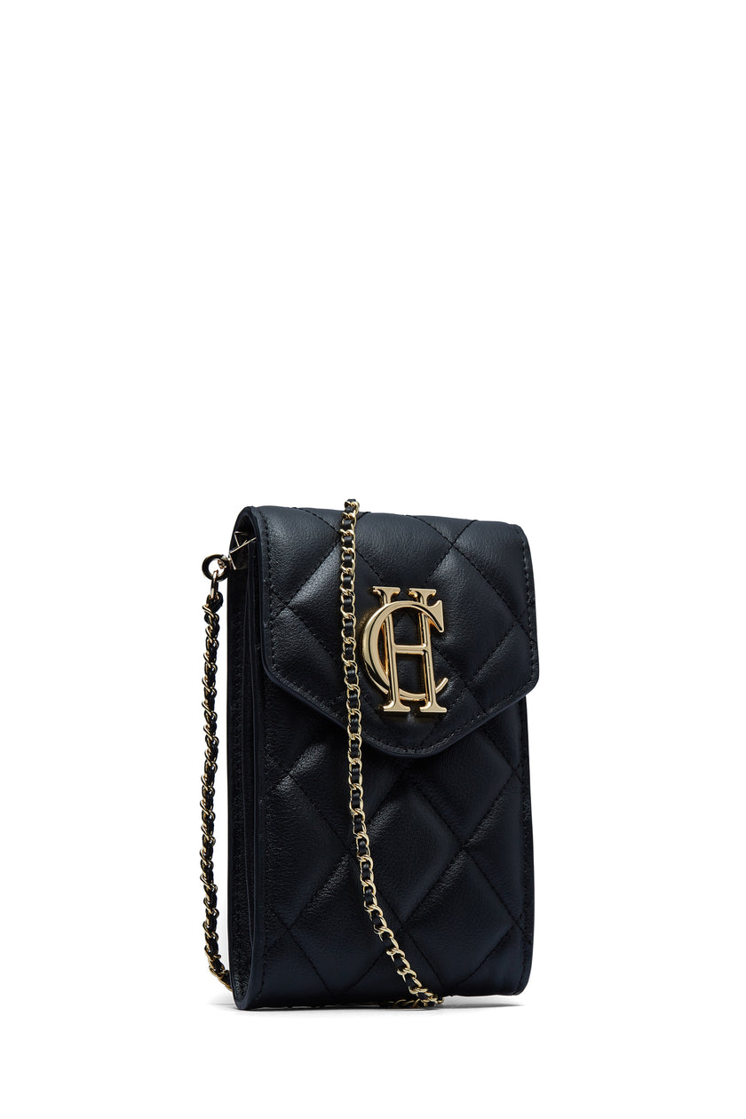 Knightsbridge Phone Pouch (Black Quilted)