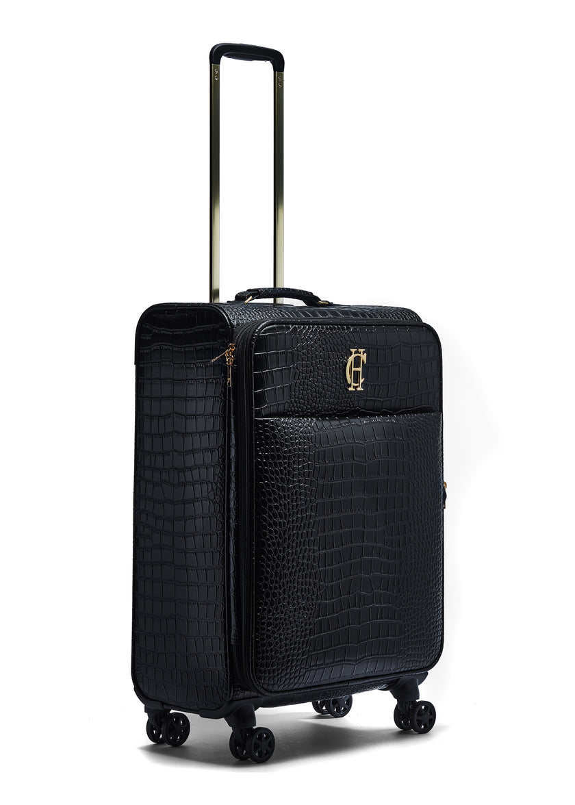 Knightsbridge Large Suitcase (Black Croc)