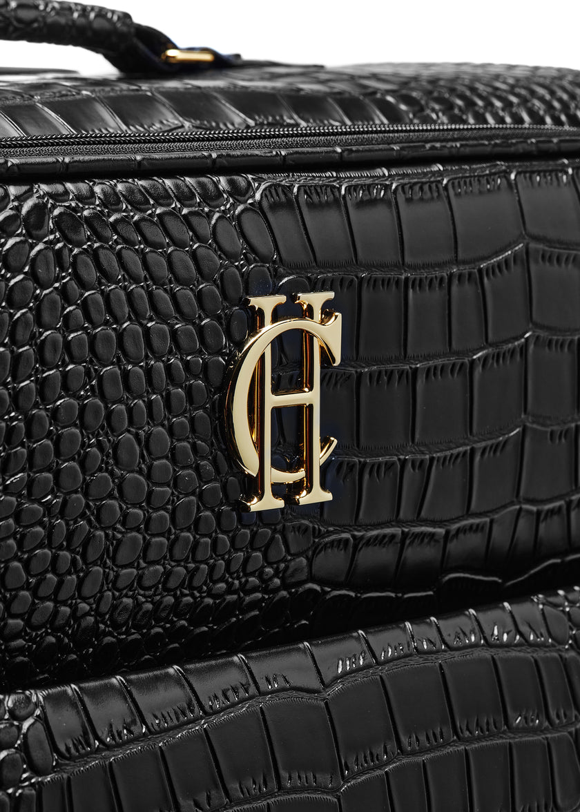 Knightsbridge Large Suitcase (Black Croc)