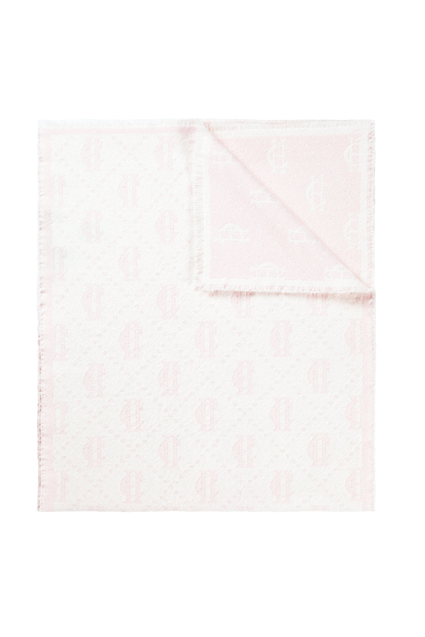 Lightweight Monogram Scarf (Cream Soft Pink)