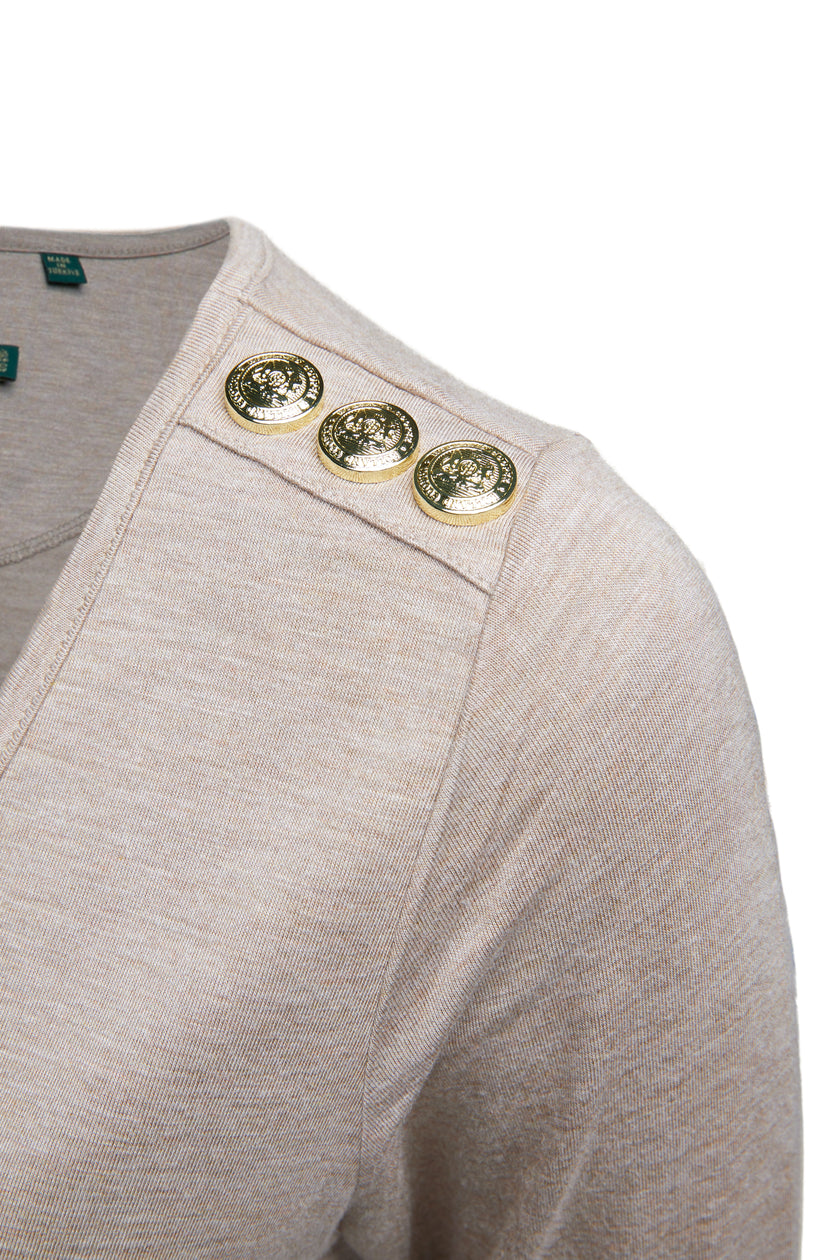 Long Sleeve V-Neck Tee (Oatmeal)