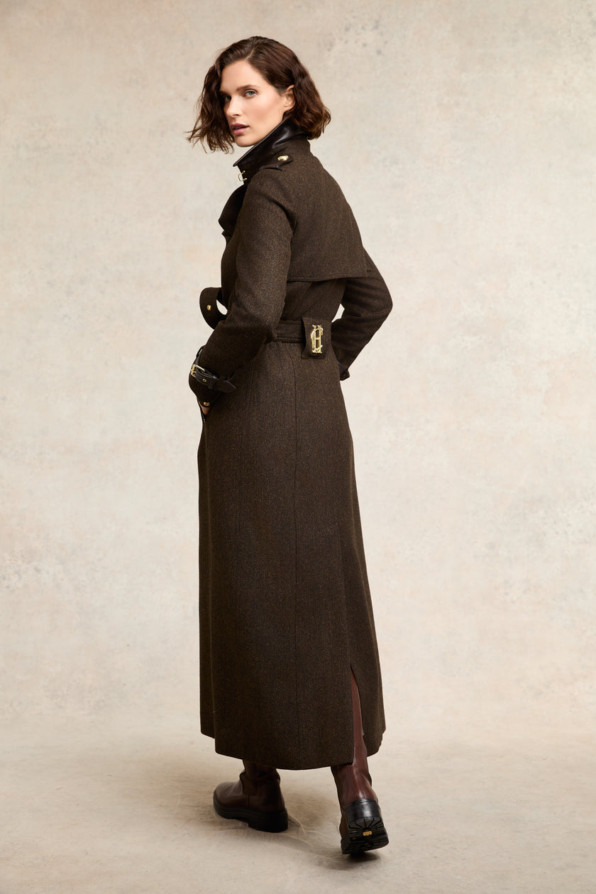 Full Length Marlborough Trench Coat (Chocolate Herringbone)