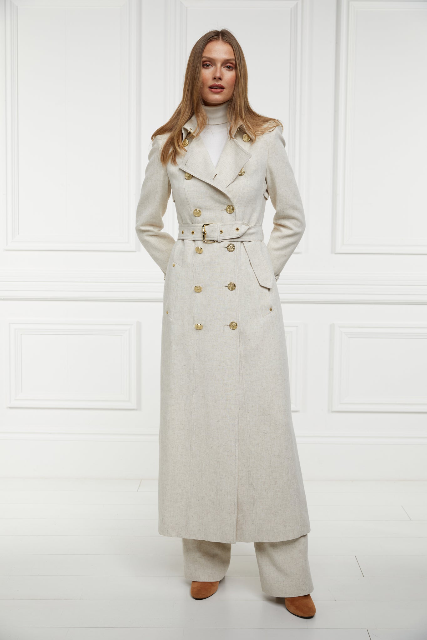 Full Length Marlborough Trench Coat (Natural Linen)