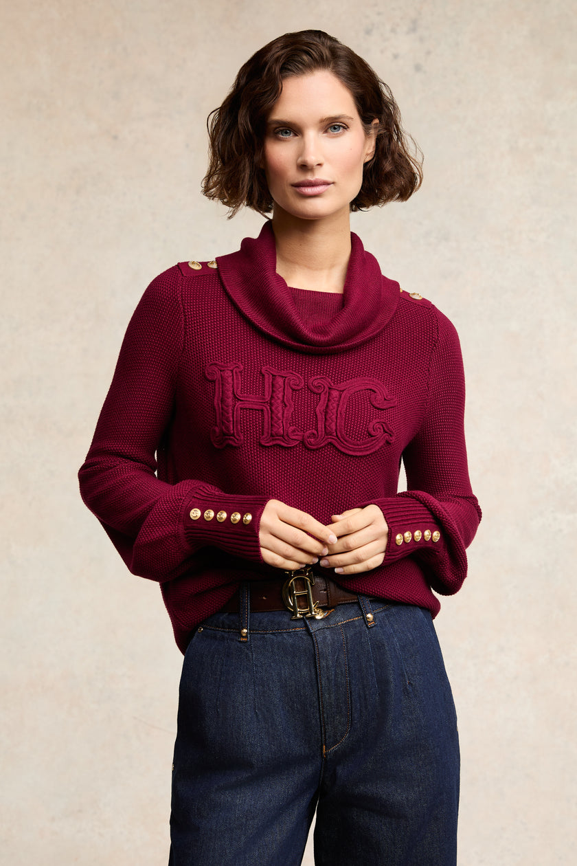 Daisy Roll Neck Knit (Wine)