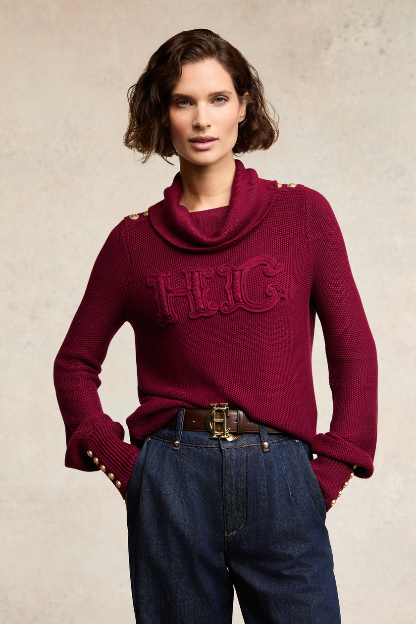 Daisy Roll Neck Knit (Wine)