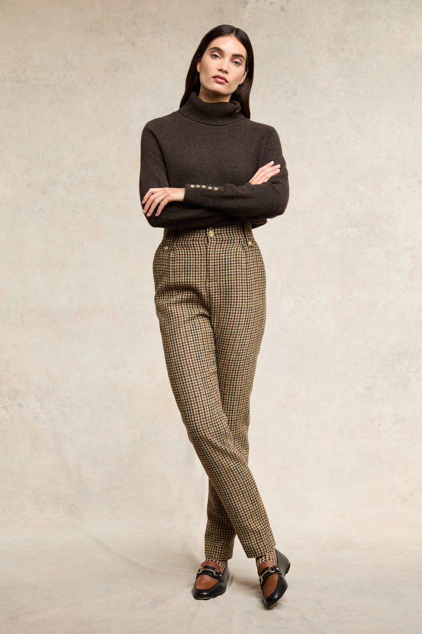 High Waisted Peg Trouser (Hailes Green Tweed)