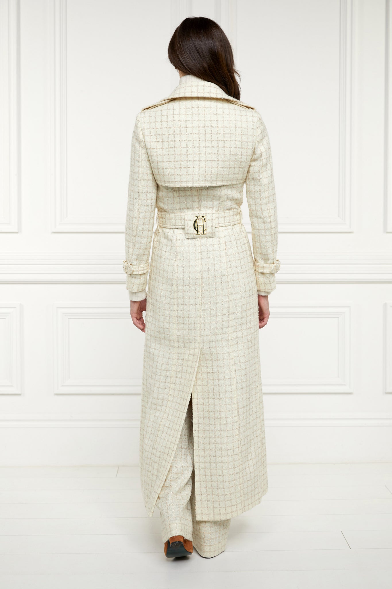 Full Length Marlborough Trench Coat (Ivory Sparkle Tweed)