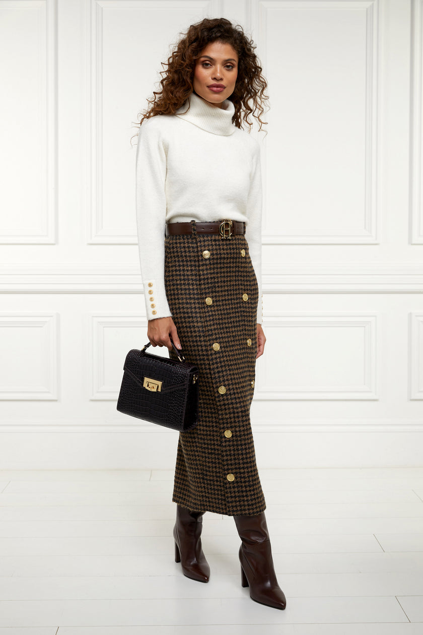 Knightsbridge Maxi Skirt (Chocolate Houndstooth)