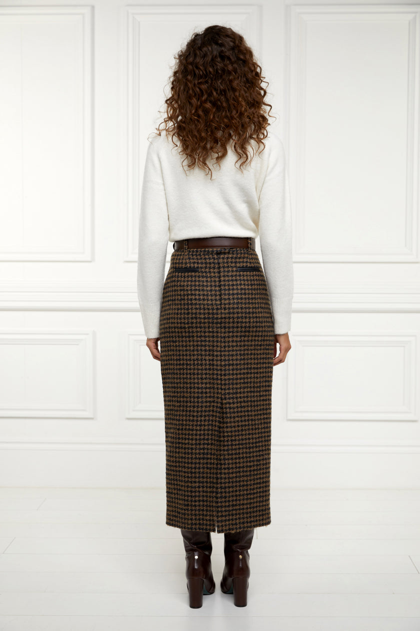 Knightsbridge Maxi Skirt (Chocolate Houndstooth)