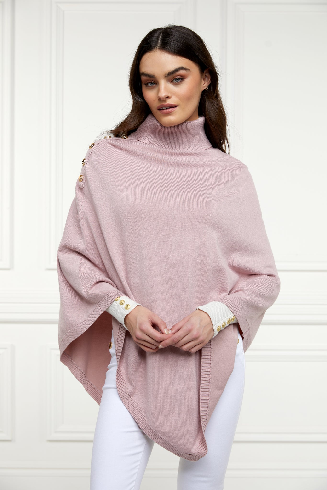 Roll Neck Cape (Soft Pink)