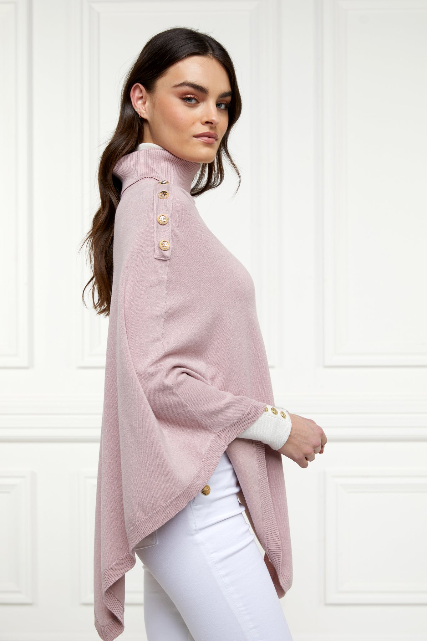 Roll Neck Cape (Soft Pink)