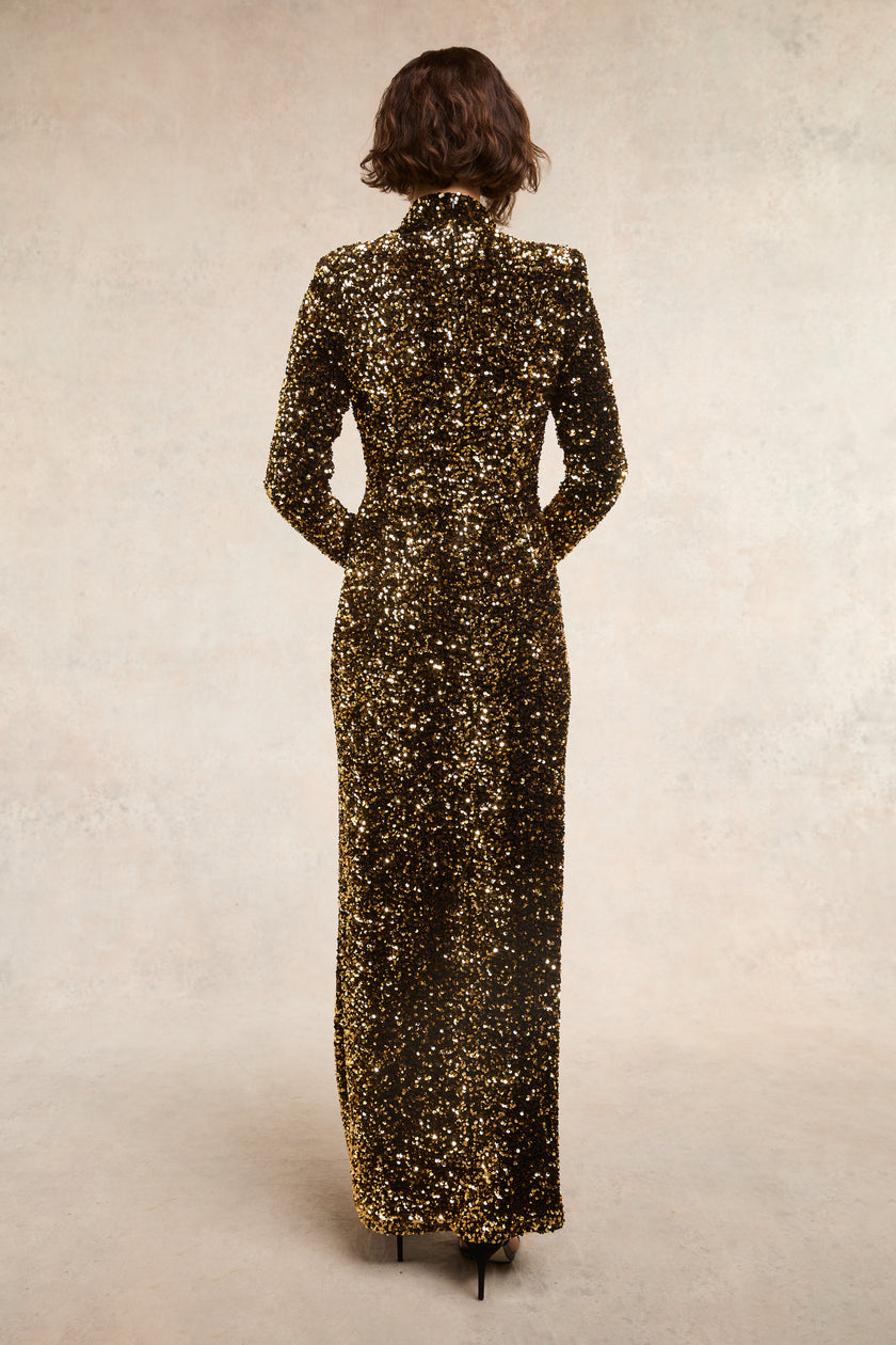 Victoria Sequin Maxi Dress (Gold Sequin)