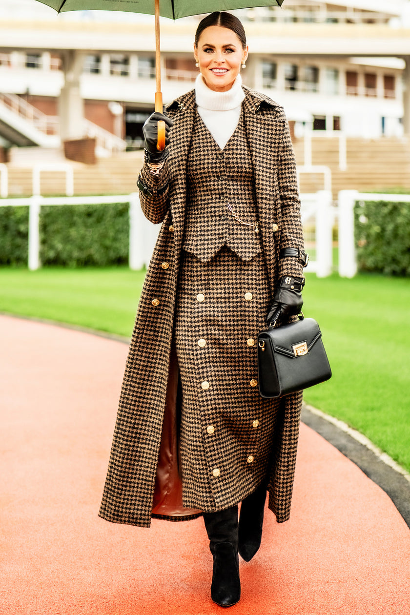 Knightsbridge Maxi Skirt (Chocolate Houndstooth)