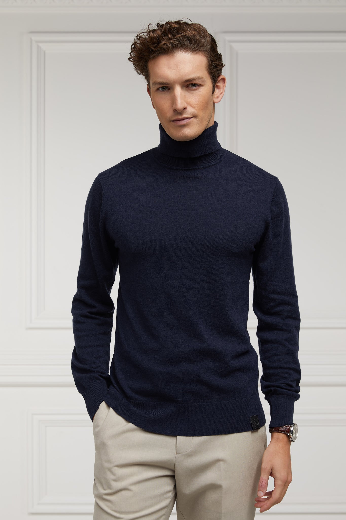 Fine Roll Neck Knit (Navy)