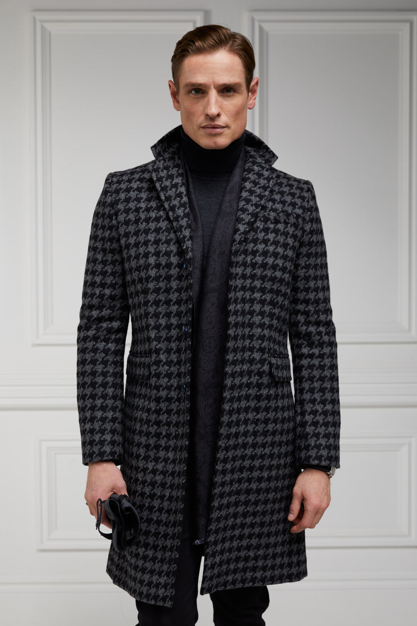 The Cheltenham Coat (Large Scale Charcoal Houndstooth)