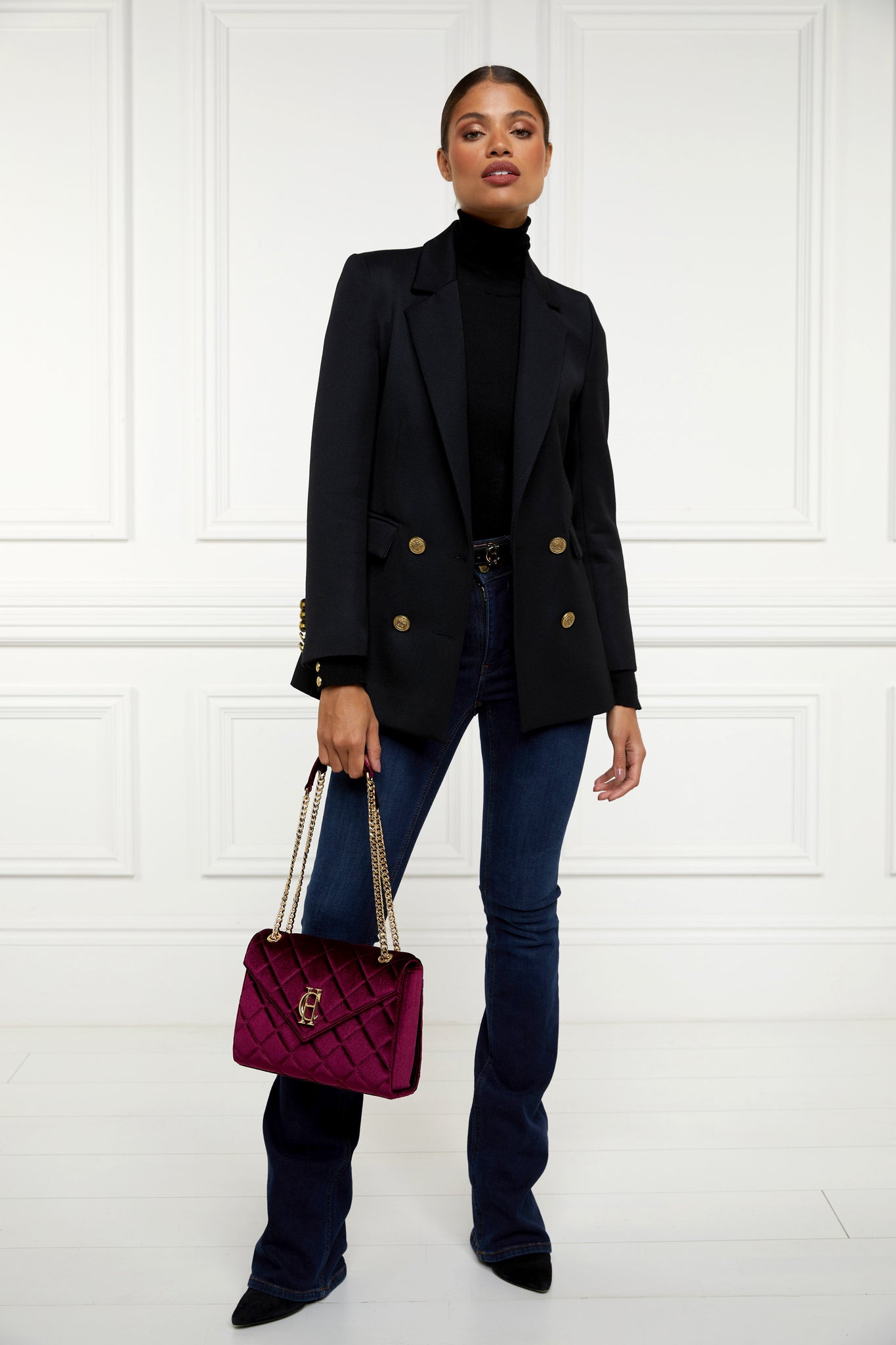 Knightsbridge Shoulder Bag (Merlot Velvet)