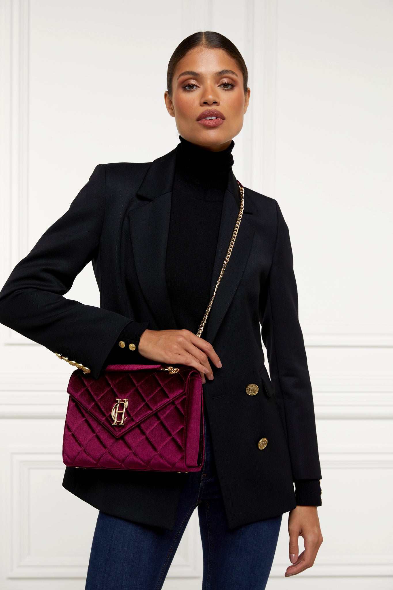 Knightsbridge Shoulder Bag (Merlot Velvet)