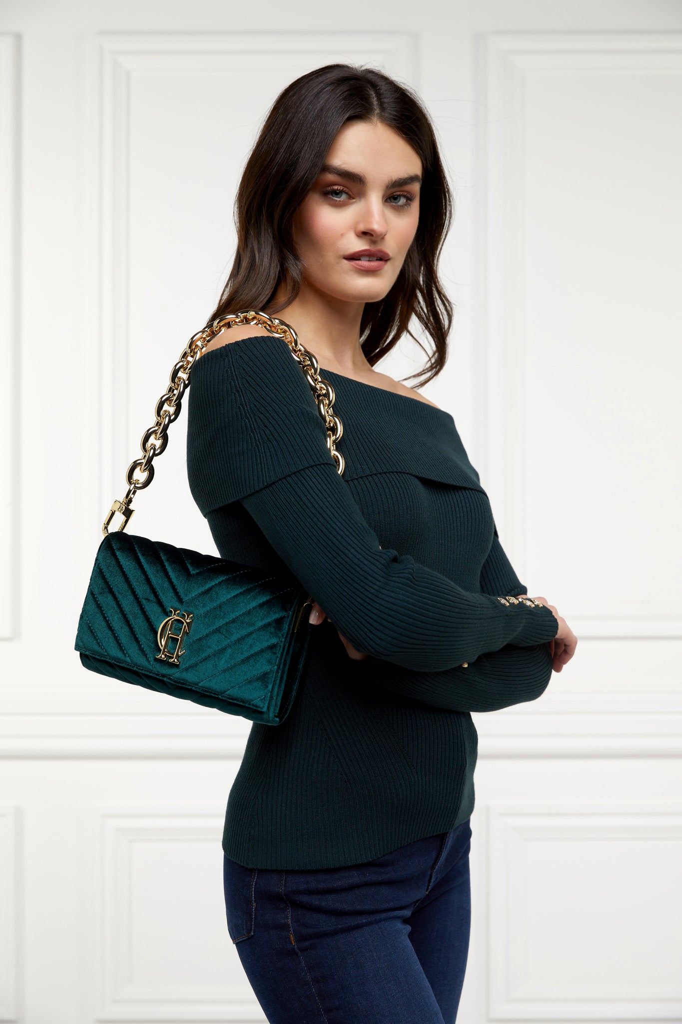 Belgravia Clutch Bag (Emerald Velvet)