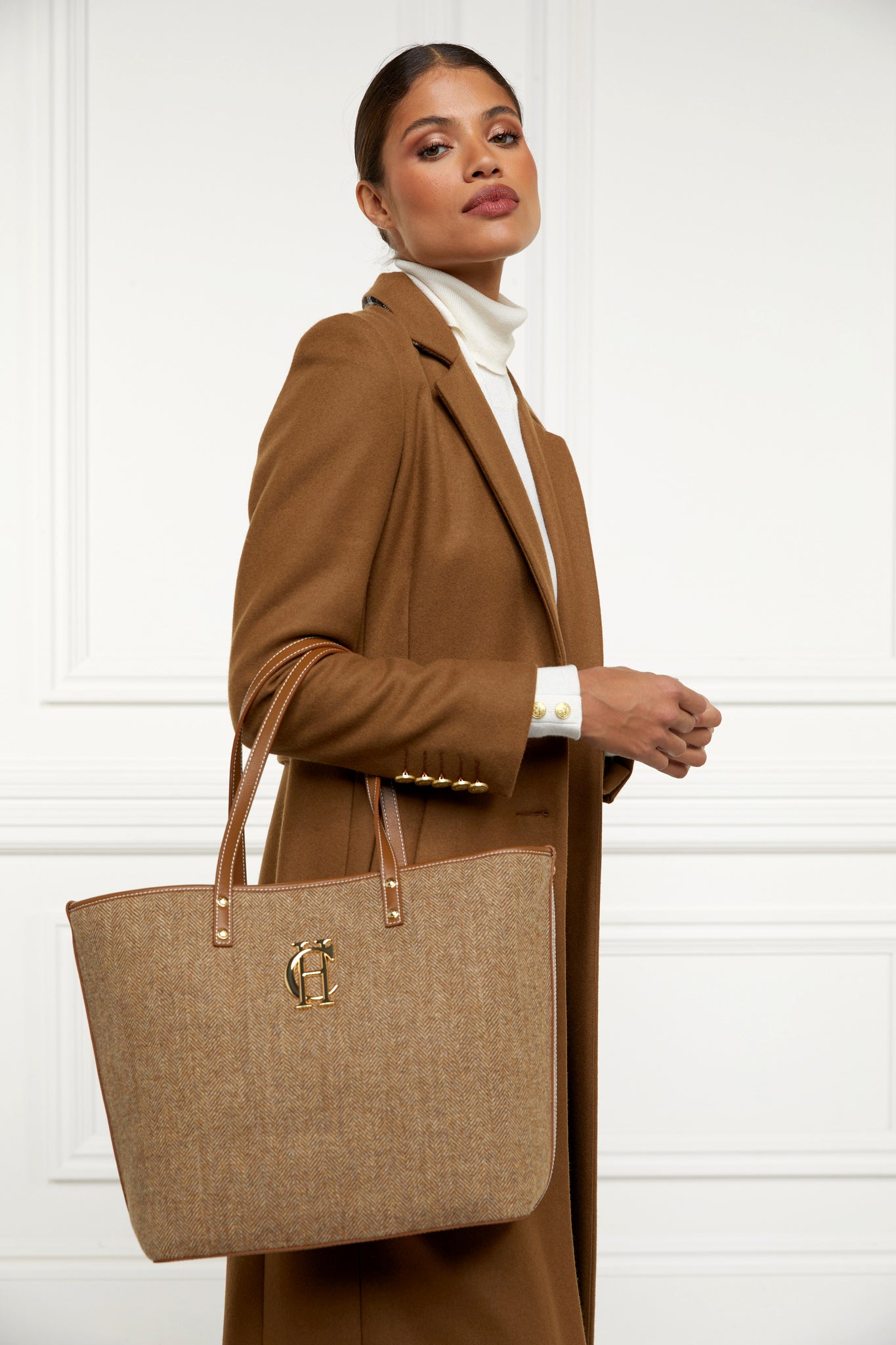 Kensington Tote Bag (Tan Herringbone)