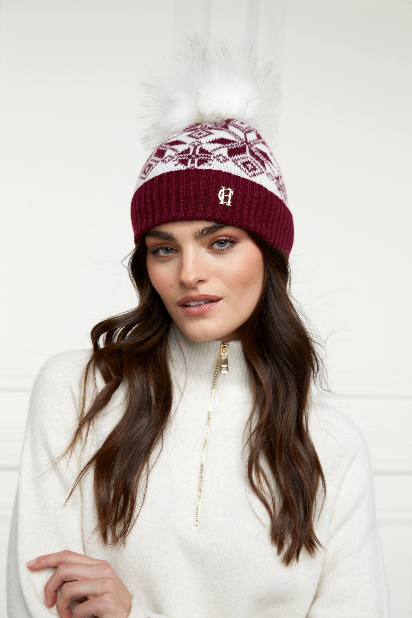 Beatrice Bobble Hat (Merlot Cream)