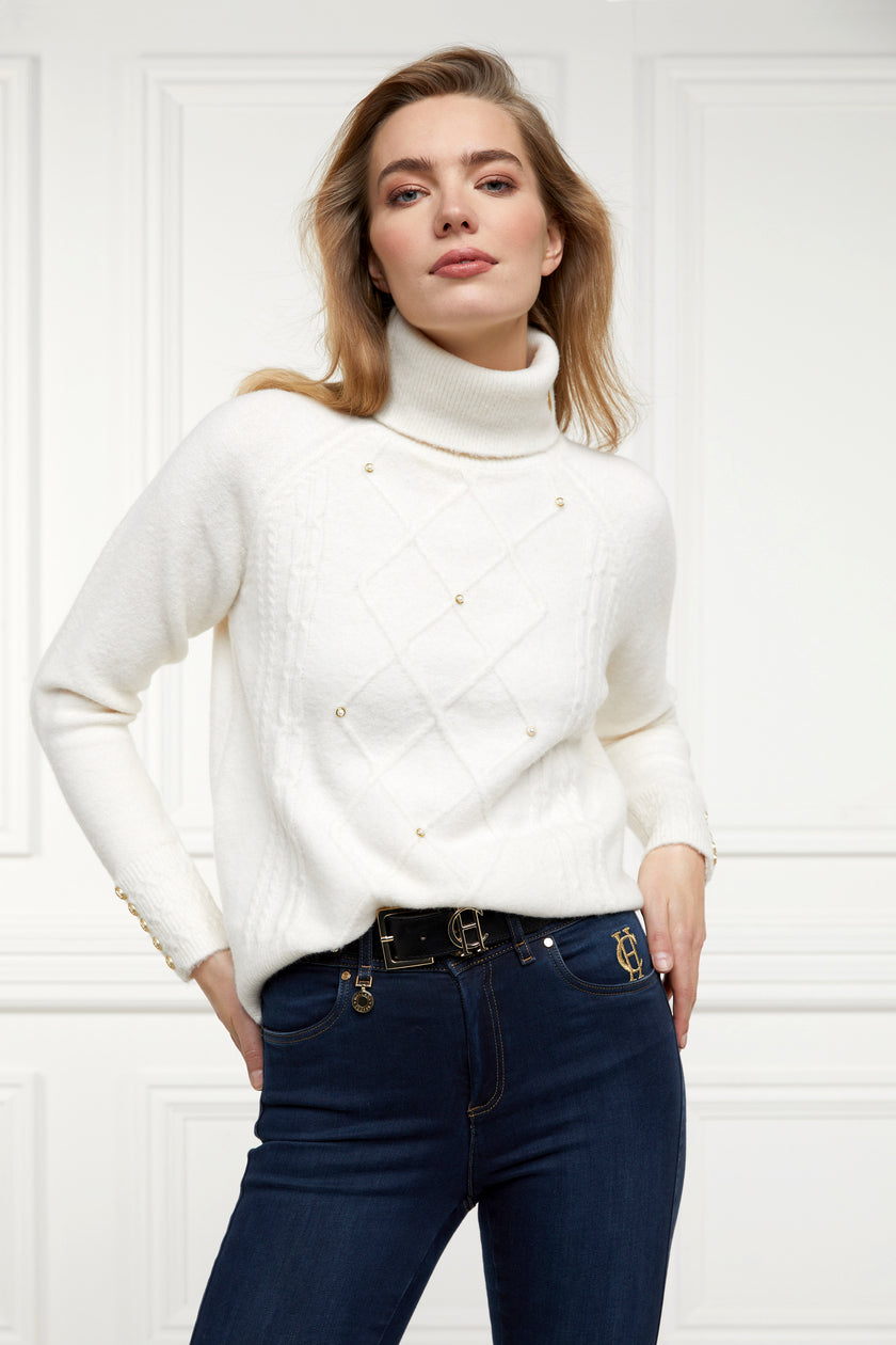 Harlow Roll Neck Knit (Ecru)