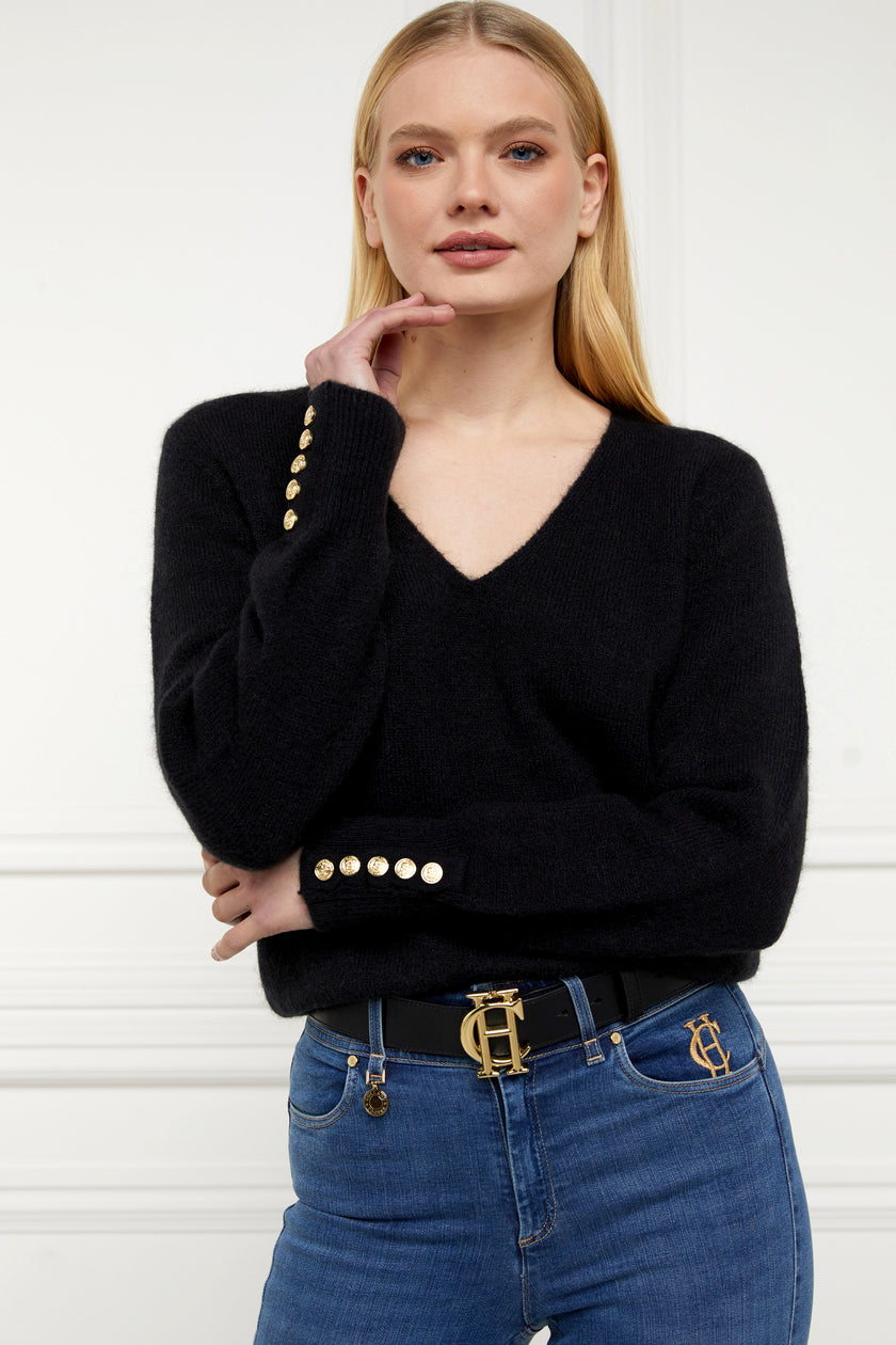 Amelia V-Neck Knit (Black)