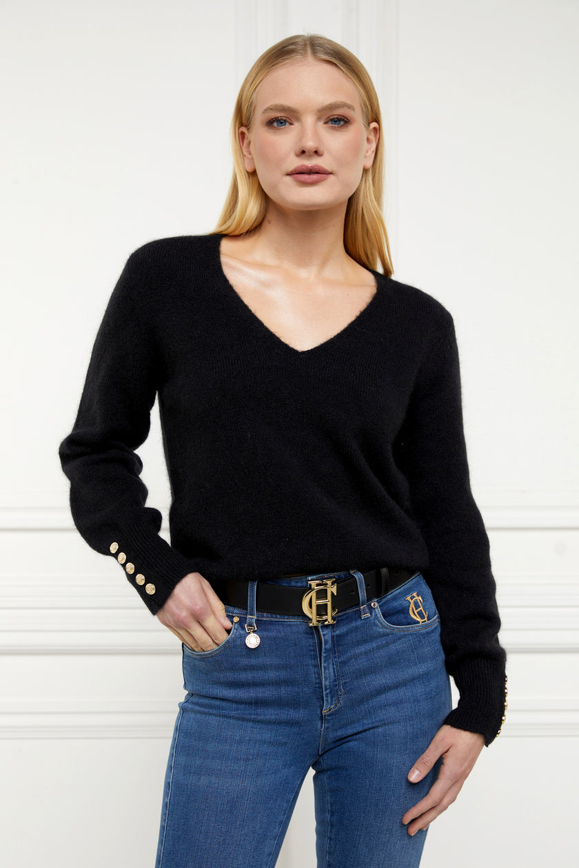 Amelia V-Neck Knit (Black)