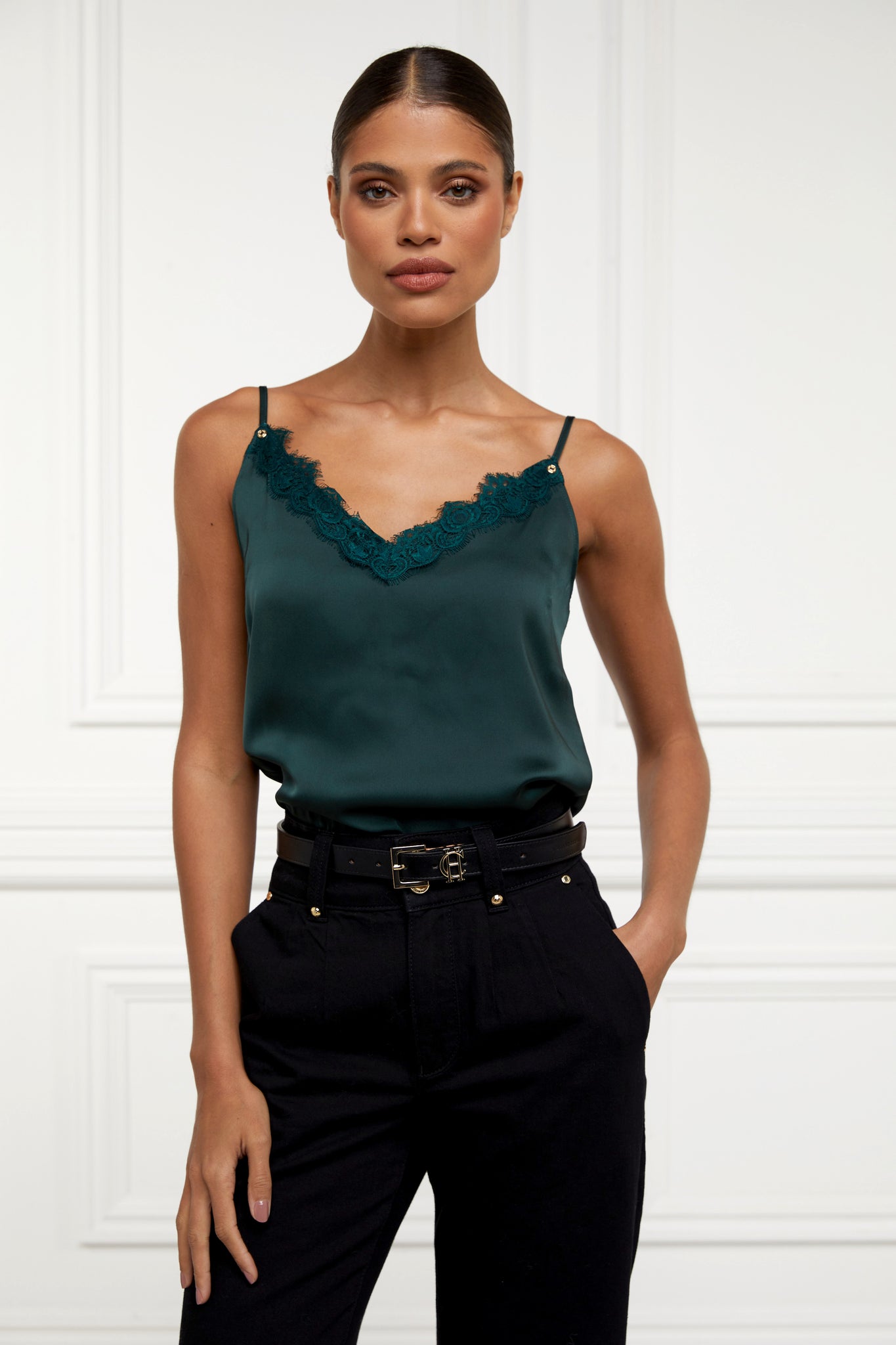 Satin Lace Cami (Emerald)