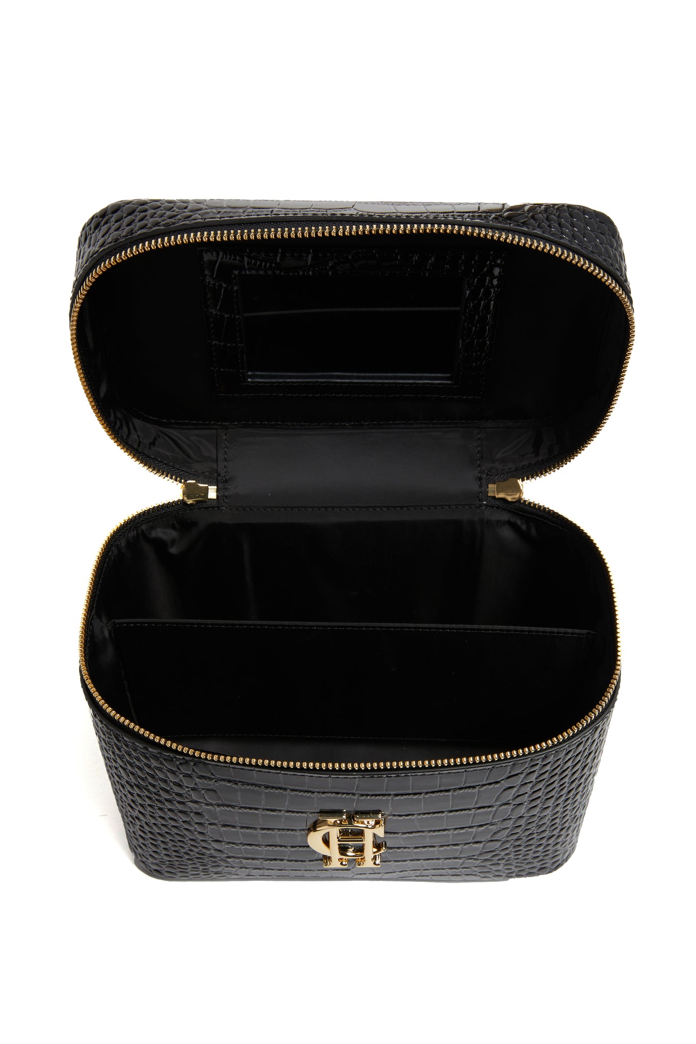 Travel Makeup Bag (Black Croc)