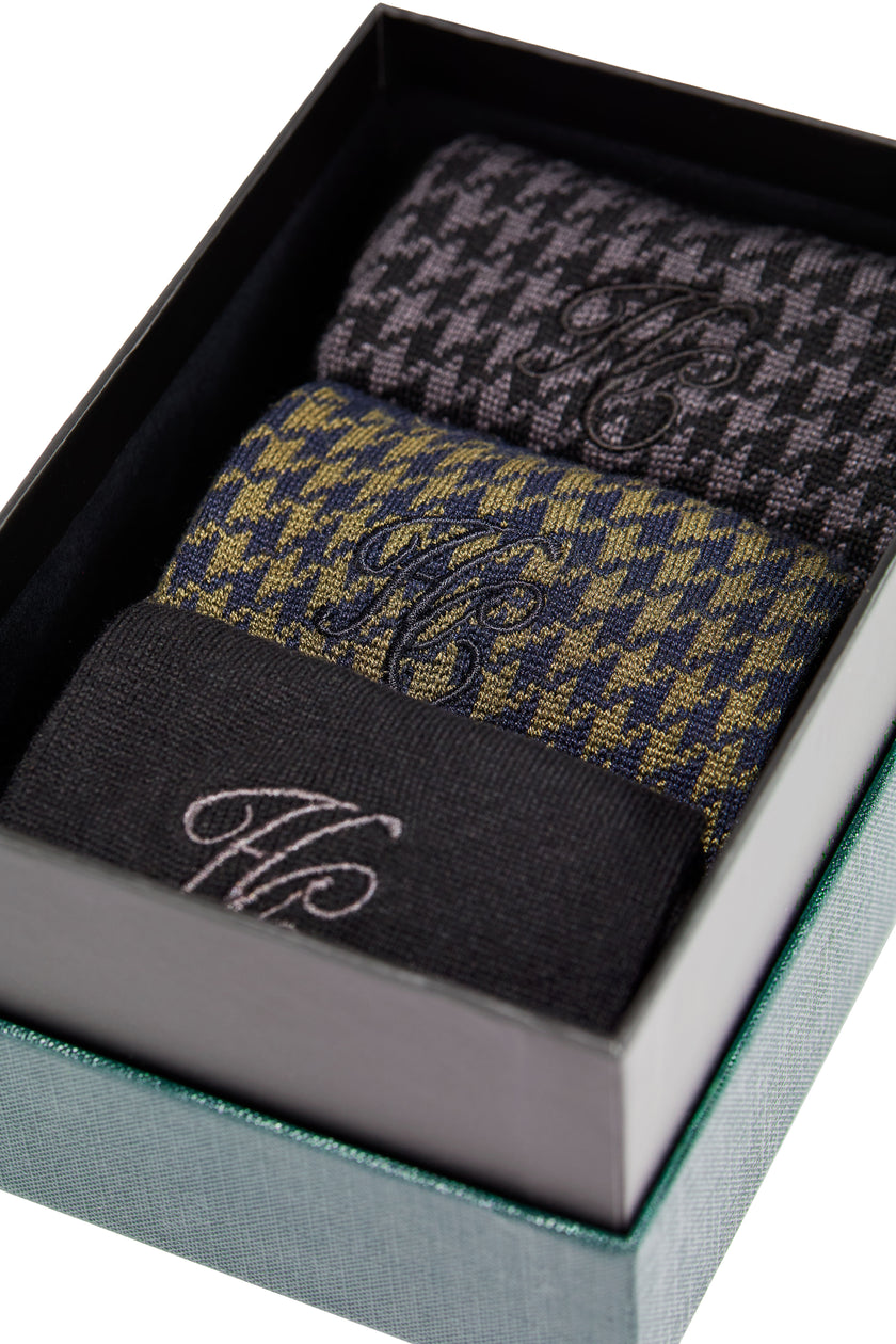 Men's Sock Gift Box (Charcoal Houndstooth Set)