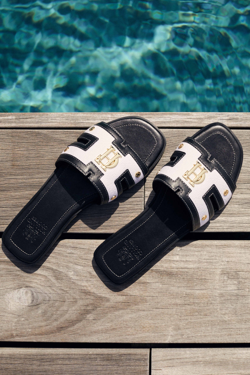 Monogram Slides (Black Canvas)