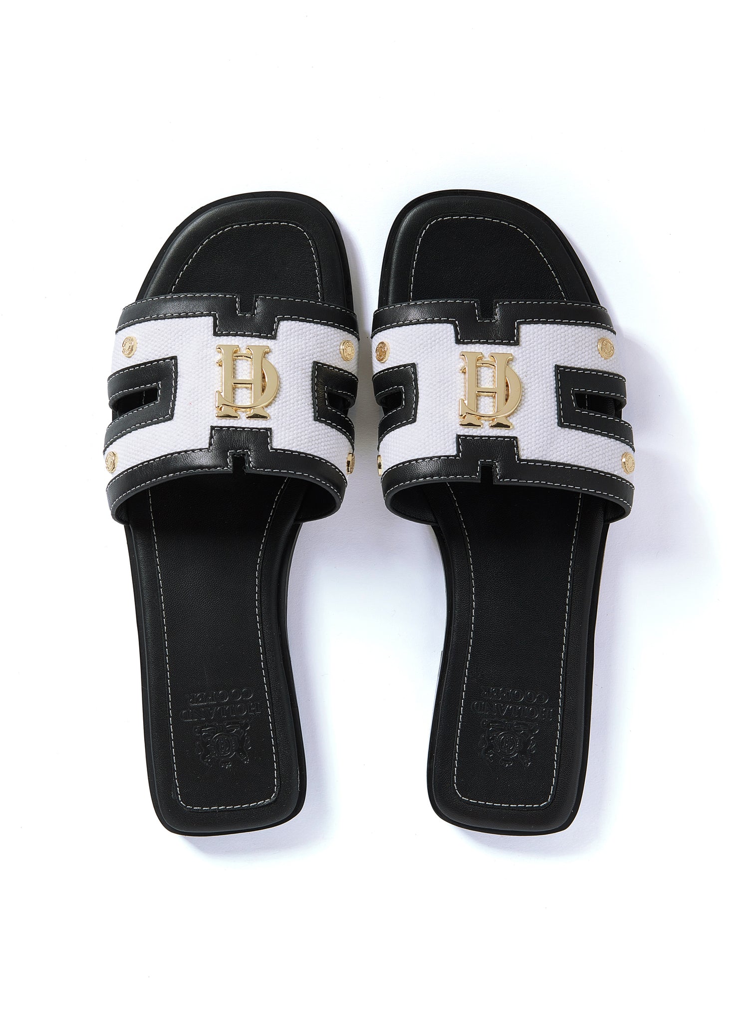 Monogram Slides (Black Canvas)