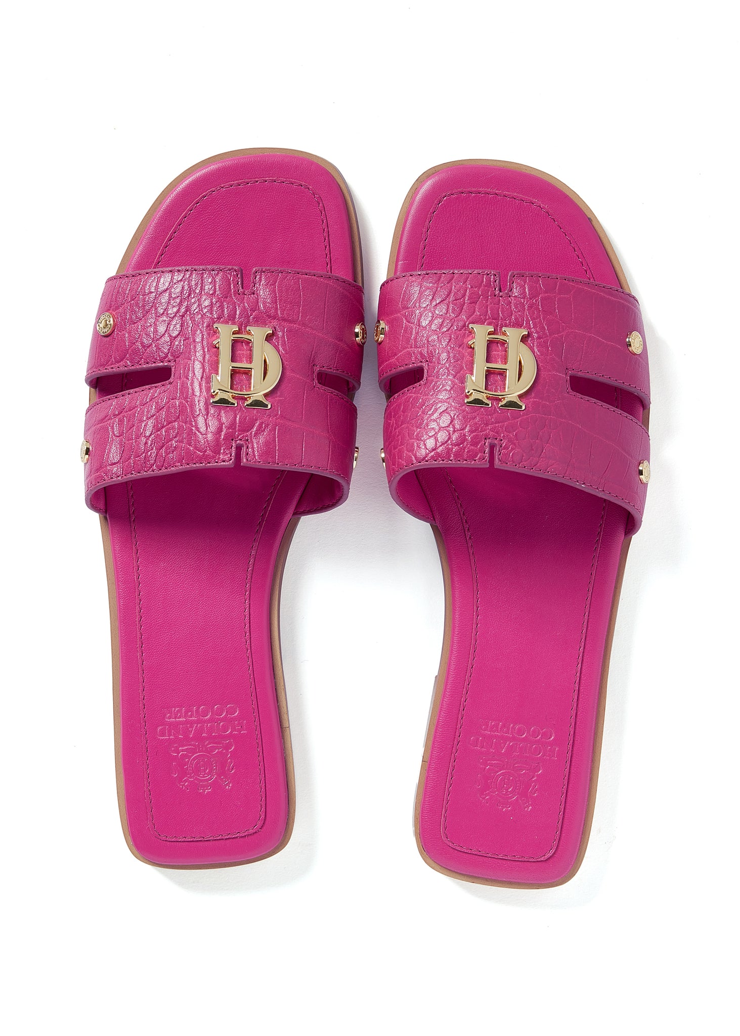 Monogram Slides (Pink Croc)