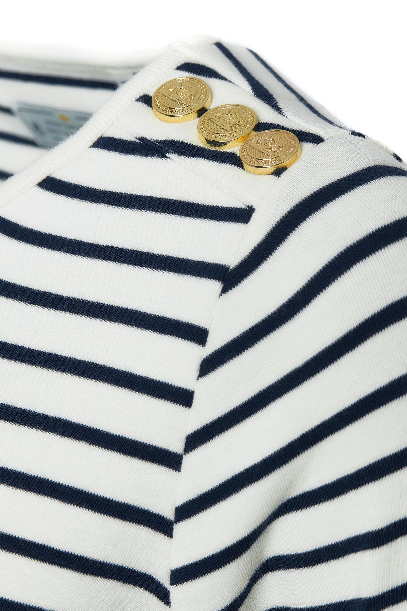 Padstow Long Sleeve Crew Neck Tee (Natural Ink Navy Stripe)