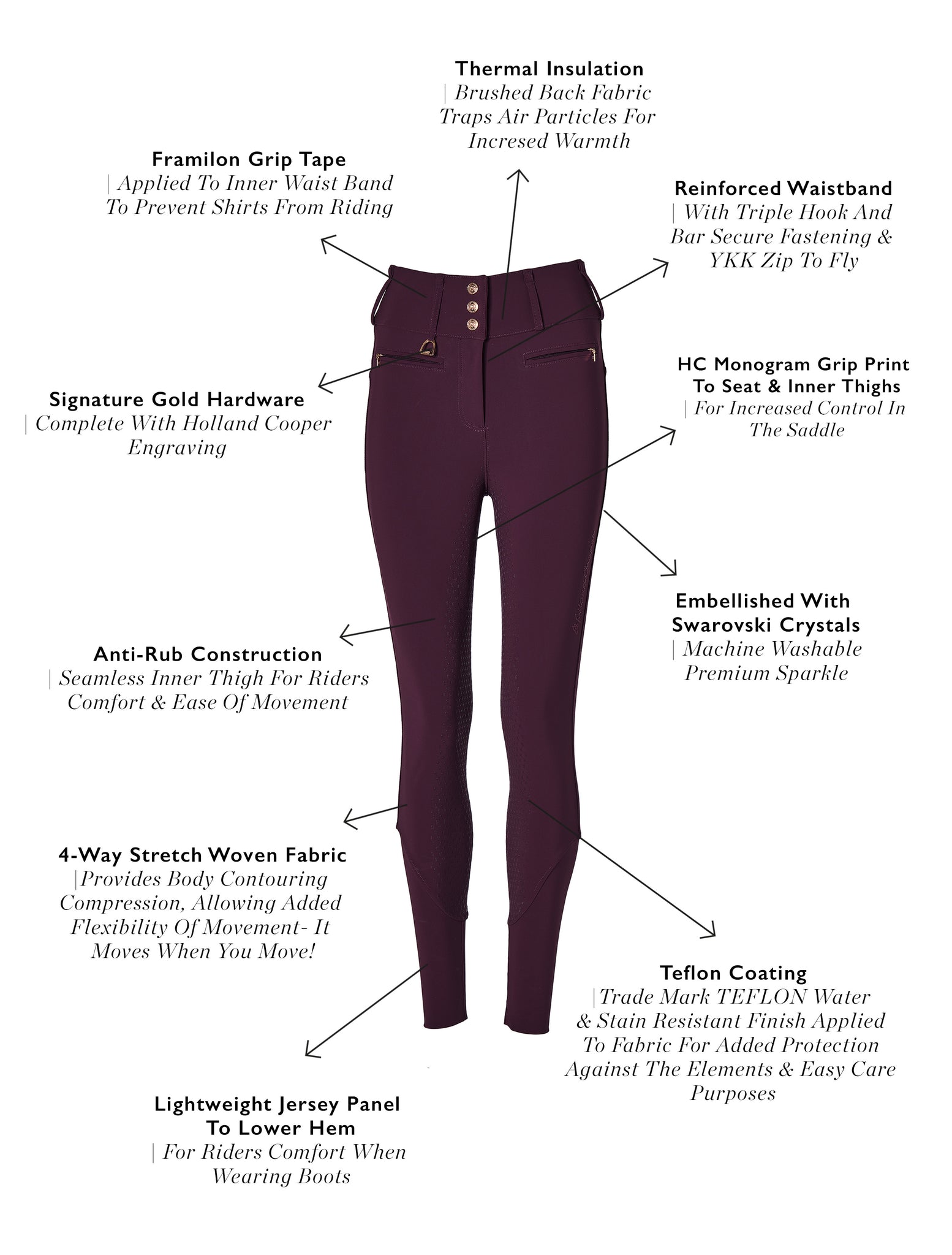 Premium High Rise Breeches (Aubergine)