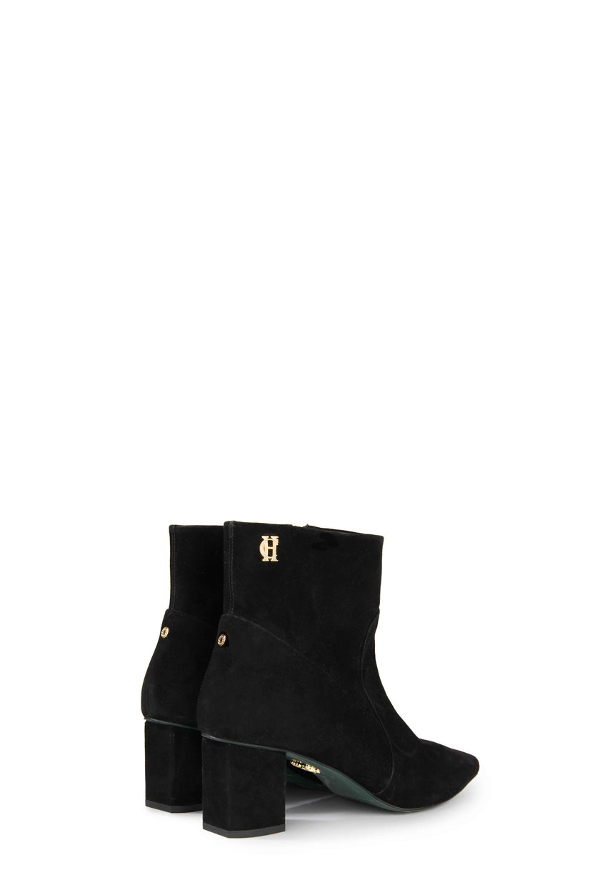 Regency Mid Heel Boot (Black Suede)