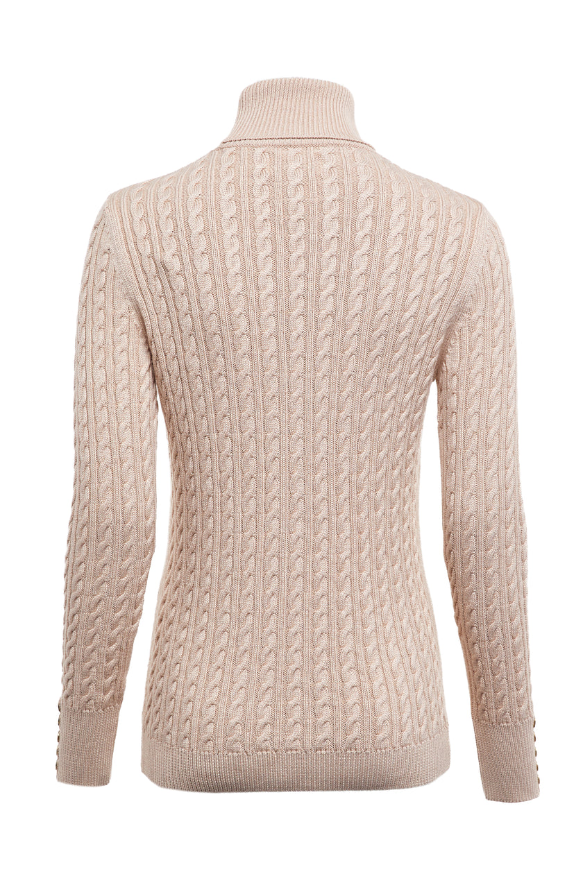 Seattle Roll Neck Cable Knit (Oatmeal)