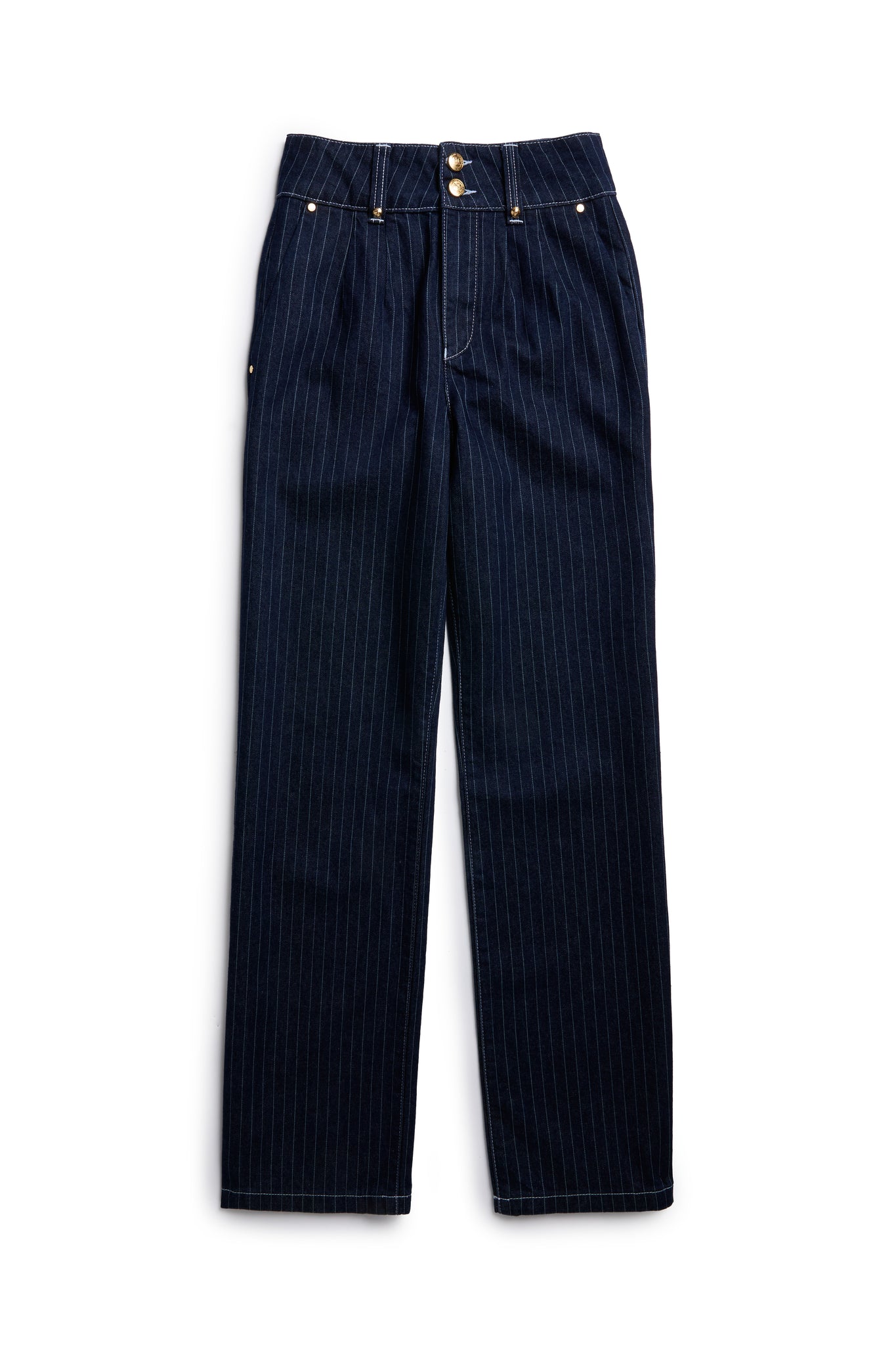 Tailored Wide Leg Jean (Indigo Stripe)