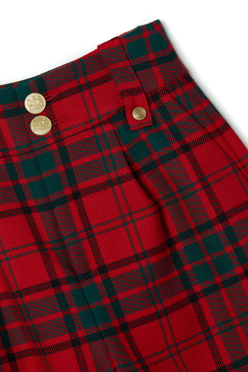 High Waisted Peg Trouser (Red Tartan)