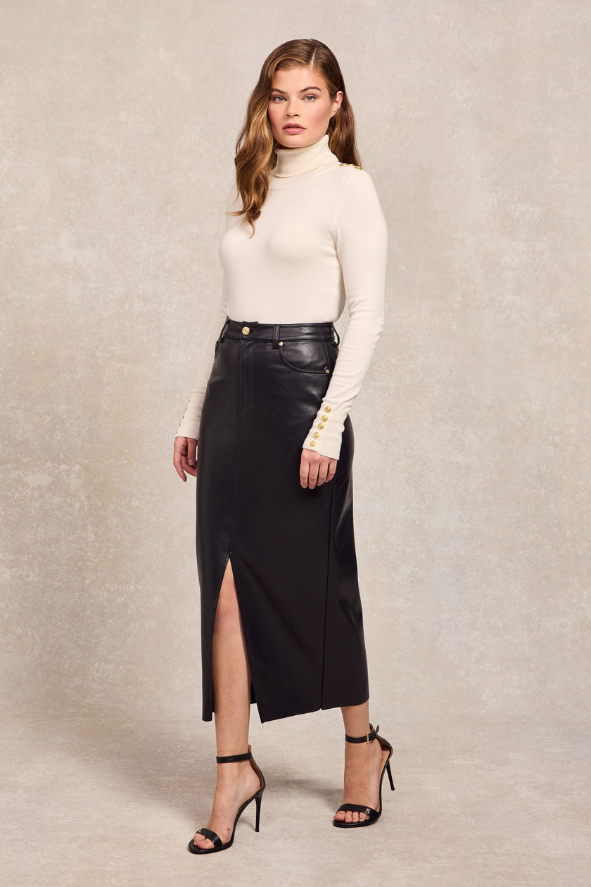 Faux Leather Maxi Skirt (Black)