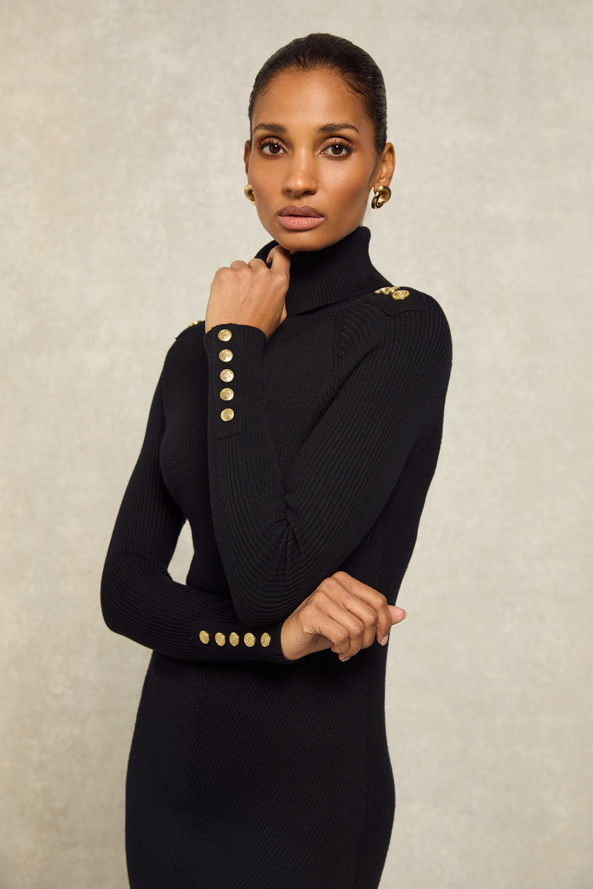 Kensington Midi Jumper Dress (Black)