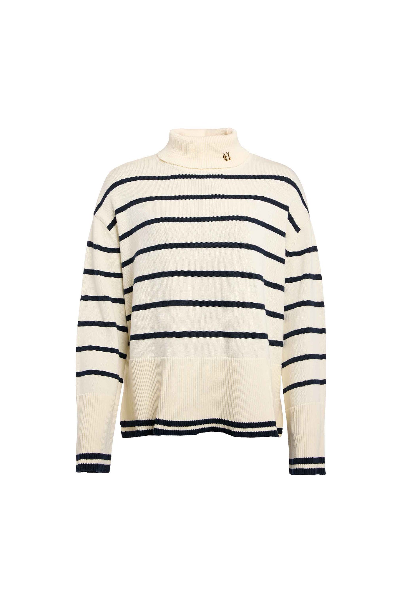 Antonia Roll Neck Knit (Natural Stripe)