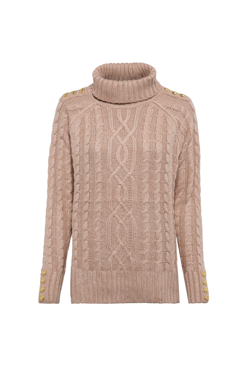 Ontario Roll Neck Knit (Light Camel Marl)