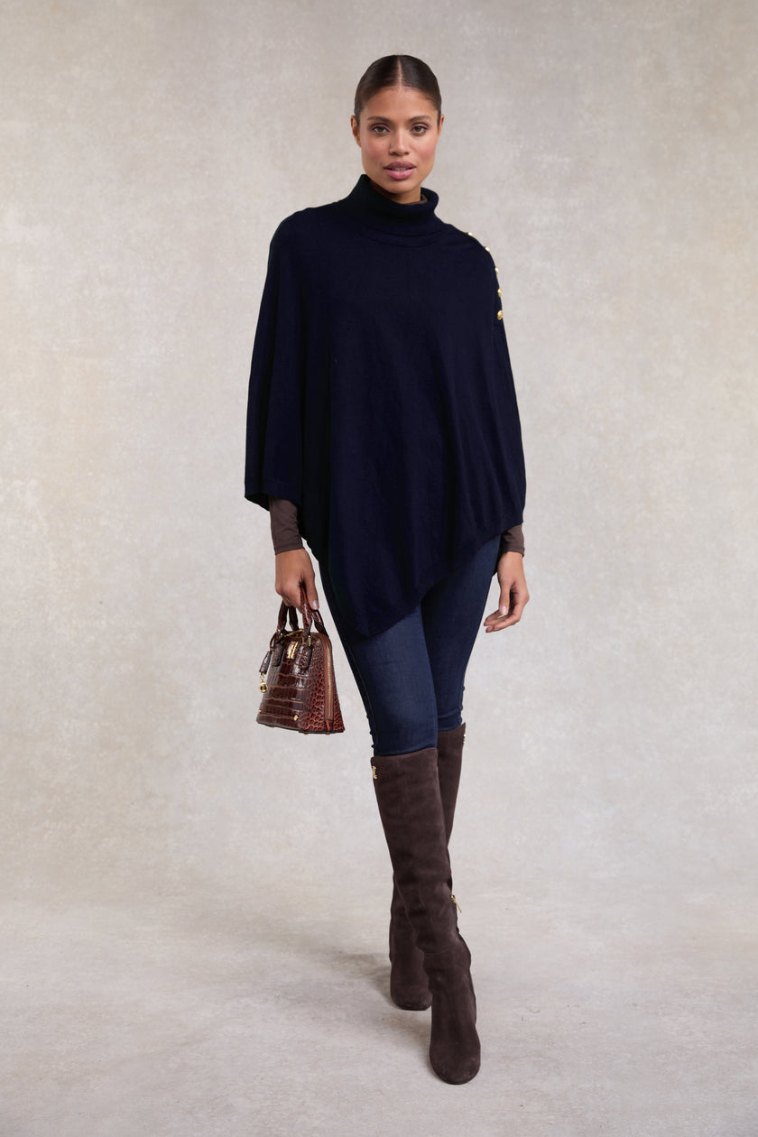 Roll Neck Cape (Ink Navy)