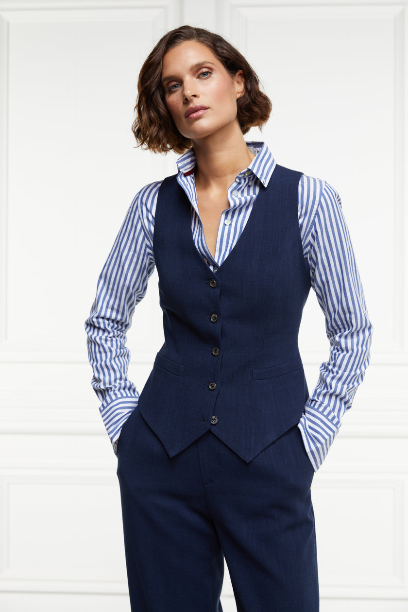 Hampton Waistcoat (Navy Linen)