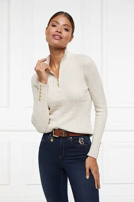 Ava Quarter Zip Knit (Almond)