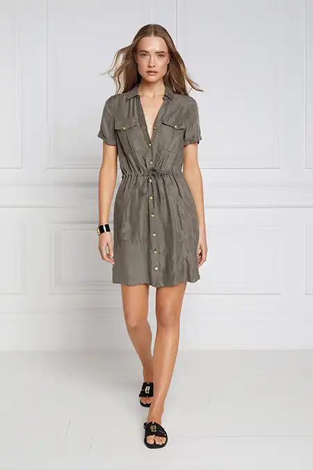 Military Shirt Dress (Misty Khaki)