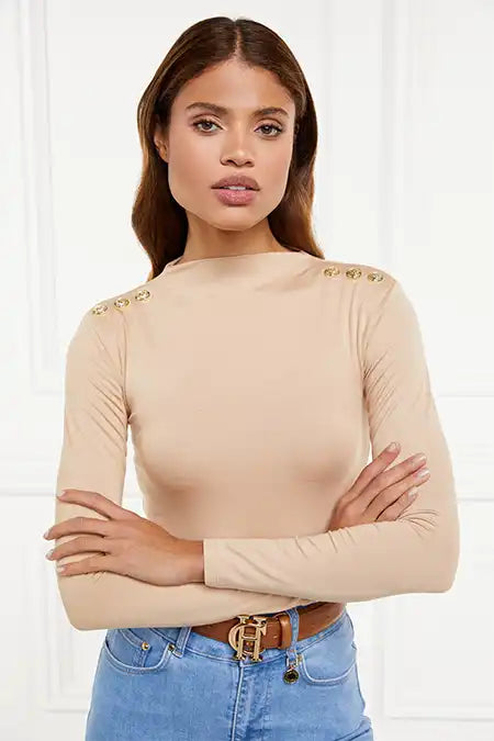 Harper Long Sleeve Bodysuit (Light Camel)