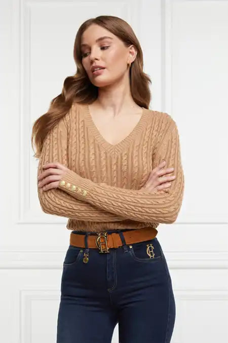 Seattle V-Neck Knit (Dark Camel)