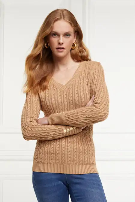 Seattle V-Neck Knit (Dark Camel)